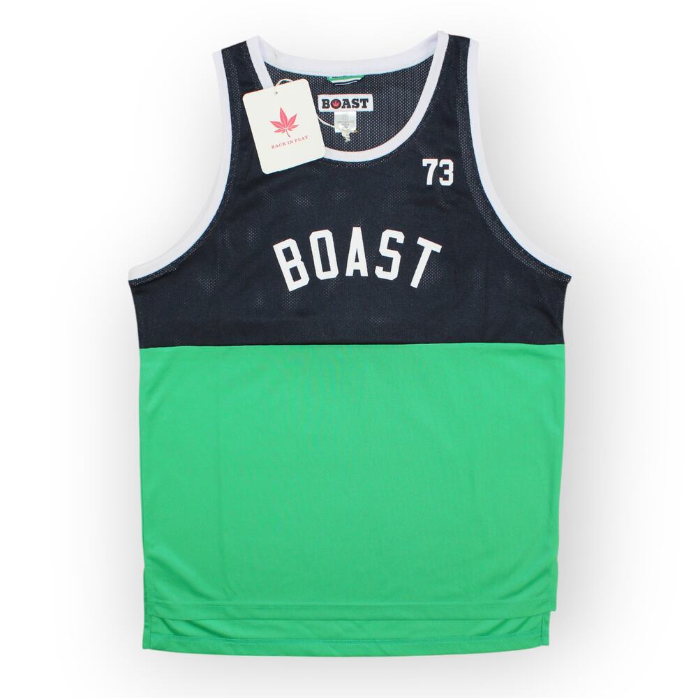 BOAST USA 73 Sprint Tank SMALL Navy Green White Mesh-Upper Athleisure Streetwear